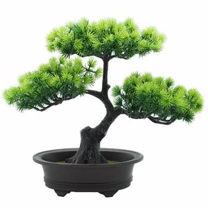 Decorative Flowers & Wreaths Artificial Plants Bonsai Welcoming Pine Potted Faux Small Tree Longevity Pot Fake Room Office Garden Decor