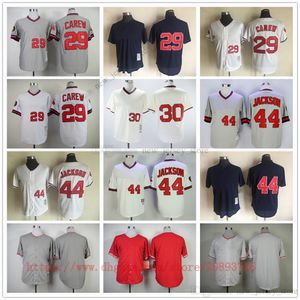 Movie Vintage Baseball Jerseys Wears Stitched 29 RodCarew 44 ReggieJackson 29 RodCarew All Stitched Away Breathable Sport Sale High Quality Jersey