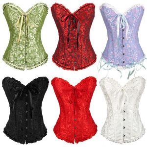 Overbust corset sexy lace plus size erotic zip floral women bustier corset lingerie tops brocade fashion Drop 0412267Y on Sale
