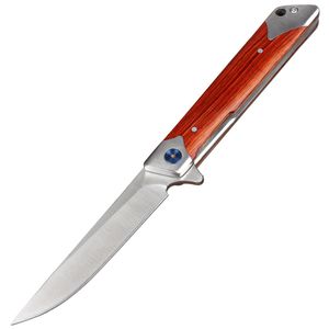 Top Quality Flipper Fast Open Faca Dobrável 8CR13Mov Lâmina de Aço Punho de Madeira Ao Ar Livre Acampamento Sobrevivência Facas de Bolso