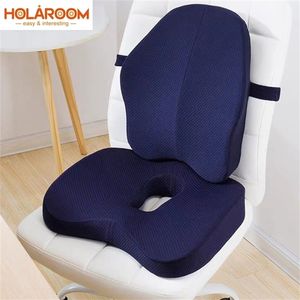 Memory Foam Sittkudde Ortopedisk kudde Coccyx Kontorsstol Kudde Stöd Tillbaka Midja Kudde Bilstol Höft Massage Ställer 220402