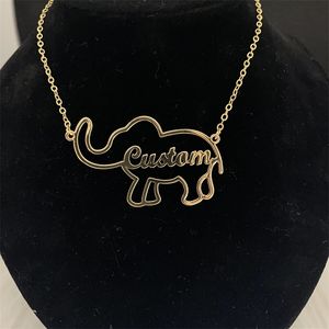 ized Elephant Name Custom stainless steel For Children Necklace