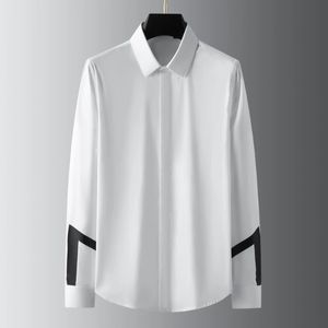 Męskie koszule Luksusowa Geometria Wydrukowana Z Długim Rękawem Casual Męskie Koszule Wysokiej Jakości Slim Party Black White
