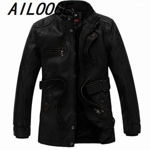 Men's Fur & Faux Leather Jacket Fashion Stand Collar Fleece Winter Thicken Washed Pu Casual Bick Men Coat