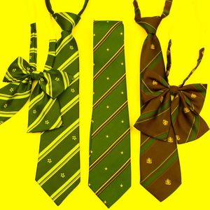 Bow Ties School Slips Bowtie Set For Girl Boy Student Formell Uniform Tie Skinny Striped JK Cosplay Gravatas Party Daily Wear AccessoryBow