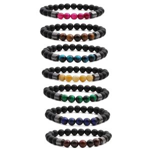 Bracciale con perline di onice opaco occhio di tigre da uomo Bracciale con perline di energia curativa da donna regolabile con pietra di agata nera 8mm gioielli con tripla protezione