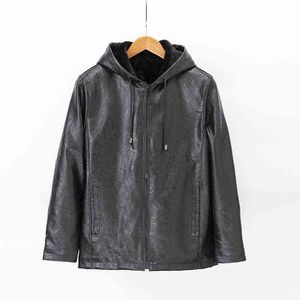 Mężczyźni zimowa kurtka z kapturem z kapturem z kapturem z kapturem Kurtka polarowa pu skórzana ubrania u ubrania ET 4xl 5xl Windbreaker L220725