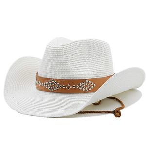 Cowboy Sonnenhüte Männer Frauen Frühling Sommer Panama Strohhut Breiter Krempe Mode einfarbig Outdoor Jazz Strand Sonnenschutz Kappe