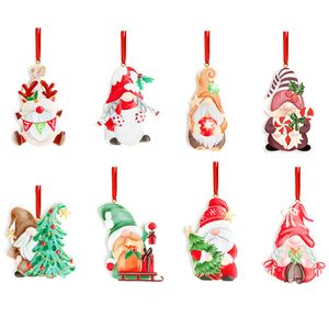 Christmas Tree Resin Ornament Moose Snowman Santa Claus Miniature Pendant Xmas Decoration