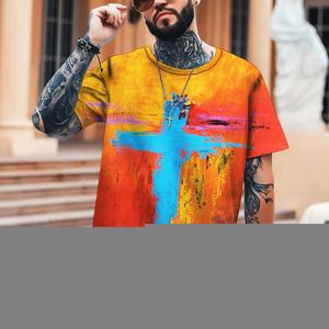 Camisetas masculinas coloridas cross primavera e verão de manga curta rounta de camiseta casual moda top 2022 roupas de marca gordo tamanho s-5xl