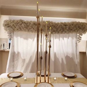Dekoration European 8 Arms Metal Gold Candelabra For Wedding Party Dining Table Flower Stand Centerpieces 074