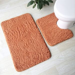 Soft Lamb Plush Bathroom Mat 2 pcs/set Toilet Mat 4 Solid Colors Bathroom Rug Household Toilet Feet Pad Super Soft Bath Mat 200923