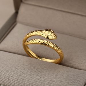 Ormring för kvinnor män rostfritt stål guld silver färg finger ring vintage gotisk homme estetiska smycken anillos mujer 220719