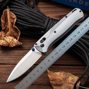 1Pcs Top quality 535BK-4 Folding Knife D2 Satin Drop Point Blade Aviation aluminum Handle EDC Pocket Knives With Retail Box