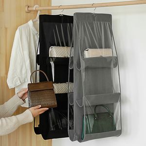 Hanging Handbag Organizer for Wardrobe Closet Transparent Storage Bag Foldable Door Wall Clear Sundry Shoe Bag with Hanger Pouch 0615