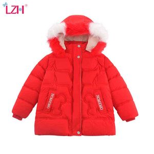 LZH 2021 Autumn Winter Baby Girls Roupas de espessura para meninas com capuz para crianças roupas de 5 a 12 anos Crianças Jackets J220718