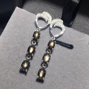 Dangle & Chandelier MeiBaPJ High Quality Star Sapphire Gemstone Drop Earrings Real 925 Sterling Silver Fashion Fine Charm Jewelry For WomenD