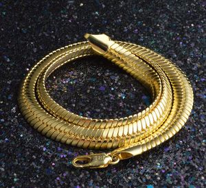 18 Karat Gelbgold gefüllte Schlangenkette, 55,9 cm, 6 mm dick, flache Schlangenkette für Herren und Damen, Schlüsselbein-Halskette