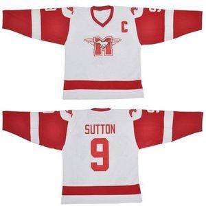 Nik1 Sutton Youngblood Movie Hamilton Mustangs Hokej na lodzie Jersey Puste 9 Sutton 10 Youngblood Jerseys Niestandardowy Nazwa Numer Biały Vintage