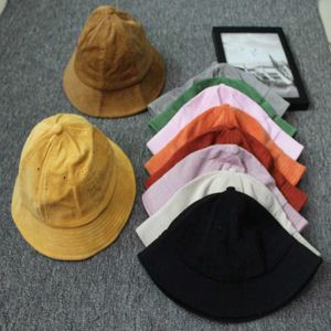 Caps de bola Corduroy Tweed Bucket Hat Women Women Winter Winter Solid Japanese Streetwear dobrável Protetor solar Big Wide Visor Vintage Hatball