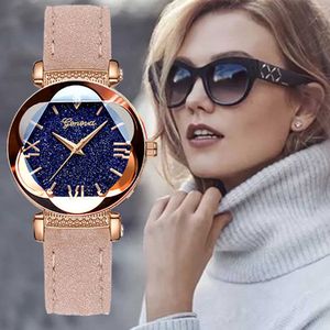 Geneva Casual Women Watch Fashion Leather Dress Elegant Flower Dial Quartz Watches Ladise Clock Reloj