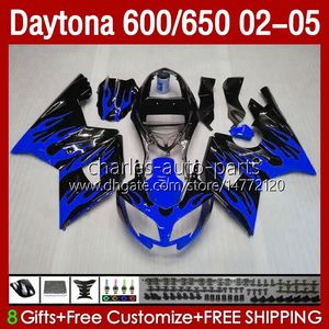 Kit de feiras para Daytona 650 600 cc 02 03 04 05 Blue Chamling Bodywork 132No.64 Cowling Daytona 600 Daytona650 2002 2003 2004 Daytona600 02-05 ABS motocicleta corpo