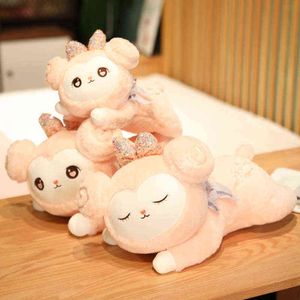 Cm Cute Lying Alpaca Plush Doll Kawaii Cartoon Sheep Cuddle Soft Lamb Pillow Home Decoration Regalo di compleanno per Baby Kids J220704