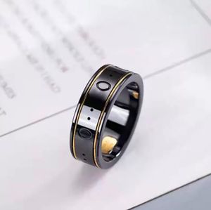 Fashion Black White Ceramic Cluster Rings Bague Anillos For Mens And Women Engagement Wedding Couple Jewelry Lover Gift 8718