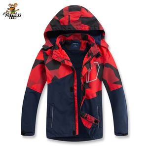 Autunno inverno tuta sportiva giacca a vento per bambini con cappuccio per ragazzi cappotto ragazze cappotto impermeabile cappuccio staccabile LJ201128