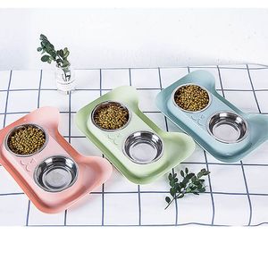 Arrivals Double Dog Bowl High Quality Universal Pet Feeder Teddy Food Stainless Steel Cat Supplies Water Y200917