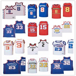 Men Movie ALL AMERICAN MCDONALDS Basketball Jersey Vince Carter JOHNSON 32 LEBRON JAMES 23 LONZO BALL Carmelo Anthony Kevin 3 Durant 8 33 Mamba Costurado Tamanho S-3XL