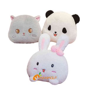 Cuddly Animal Pillow Pillow Desenho de desenho animado Cat Panda Bunny Head Round Plush Sleeping Decorate Crianças presentes J220704