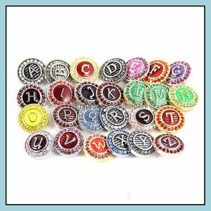 Other Jewelry Findings Components New 26Pcs/Set English Alphabet A To Z Ginger 18Mm Snap Buttons Rhinestone Chunk Charms Diy Dhufx