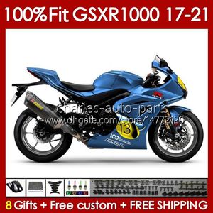 OEM-mässor för Suzuki GSXR-1000 GSXR 1000 CC K17 2017-2021 146NO.177 GSXR1000 17 18 19 2020 2021 GSX-R1000 1000CC 2017 2018 2019 20 21 Injektion Mold Body Blue Glossy