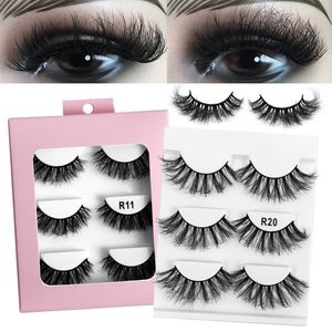 3 Pairs Fluffy Faux 3D Mink Eyelashes Soft Natural False Eyelash Cruelty Free Wispy Thick Long Eye Lashes Extension Makeup