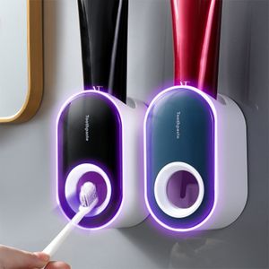 Bathroom Toothpaste Squeezer Automatic Dispenser Dust proof Toothbrush Holder Wall Mount Stand Accessories 220523