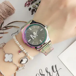 Brand Watches Women Lady Girl Diamond Crystal Big Letters Style Colorful Metal Steel Band Quartz Wrist Watch grace Purple highly quality