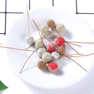 1.4cm Simulation Flower Red Berry Fruit Christmas Display Decoration Pendant Artificial Fruit Fake Plants Party Supplies