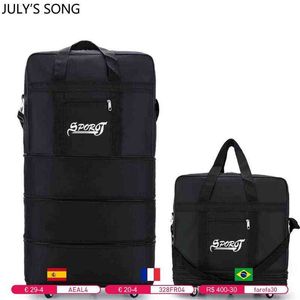 Shipping Trolley With Wheels Foldable Large Capacity Travel Bag Oxford Cloth Carry On Hand Luggage Cases J220708