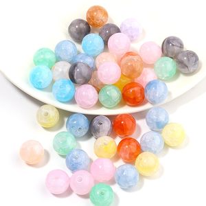 100pcs/lot Diy Round Ball Loose Bead for Jewelry Bracelets Necklace Hair Ring Making Accessories Crafts Acrylic Kids Handmade Beads