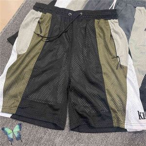 Męskie spodenki Kith Mesh Shorts Mężczyźni Kobiety boczne kieszenie na zamek błyskawiczne Patchwork krótkie spodnie T220825