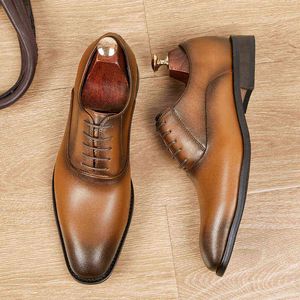 Kleid Schuhe Leder Schuhe Herren Leder 2022 Neue Gentleman Business Kleid Jugend Freizeit Holz Wurzel Oxford Single 220810