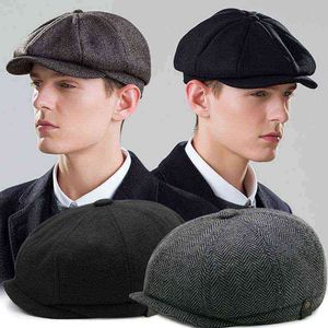 Мужчины простая модная газета продавец шляпа ретро винтажные шляпы Beret Casual Street Caps Unisex Wild Octagonal для мужчин Winter Spring Hats J220722