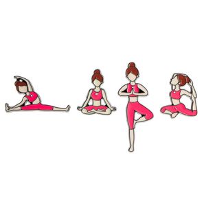 Kleiderkleber. großhandel-Illustration Sport Yoga Action Serie Xiaomei Kleidung Vielseitige Accessoires Legierung Tropfkleberlegierung kleiner Abzeichen Brosche