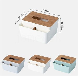 Desktop Tissue Box Multi-Funktion Vardagsrum Bambu lock Pappershållare Box Cover Fjärrkontroll Hotellförvaringslådor DE504