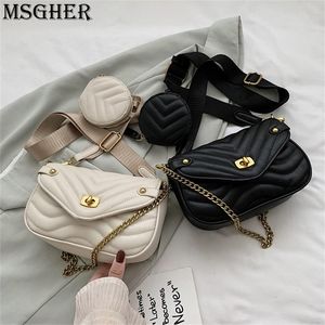 Small Crossbody Purses for Women Pu Leather Chain Quilted Handbag Designer Shoulder Bags Mini Coin Cellphone Purse Set 2pcs B072 220401