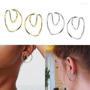 Clip-on & Screw Back Geometric Ear Clips Irregular Twisted Curve Cartilage Earring Cuffs Non Piercing Earrings Fashion Women JewelryClip-on