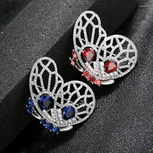 Pins Brooches Zhijia Luxury Crystal Rhinestone Zircon Colorful Butterfly Design For Women Dress Party Jewelry Seau22