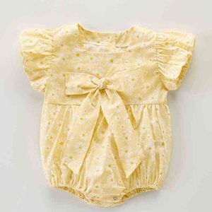 Baby Mädchen Bodys Kurzarm Baumwolle Blumen Druck Großen Bogen Infant Baby Mädchen Overall Baby Mädchen Kleidung Für Sommer G220521