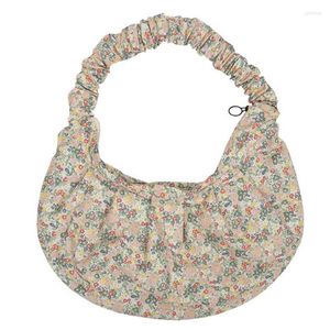 Evening Bags Women Aesthetic Cottage Core Floral Fabric Hobo Bag With Ruched Shoulder Strap Female Fashion Big Capacity Slouchy BagEvening
